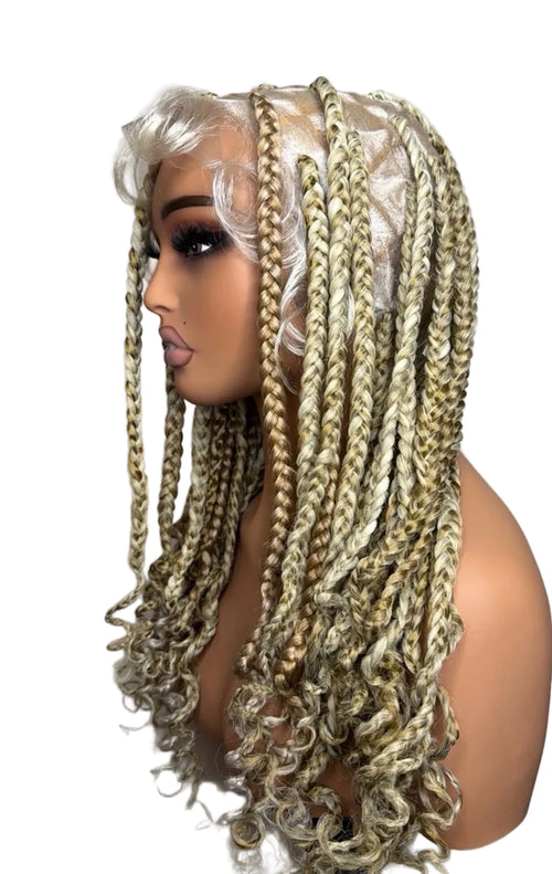 Blonde Boho Braided Wig – Curly Ends