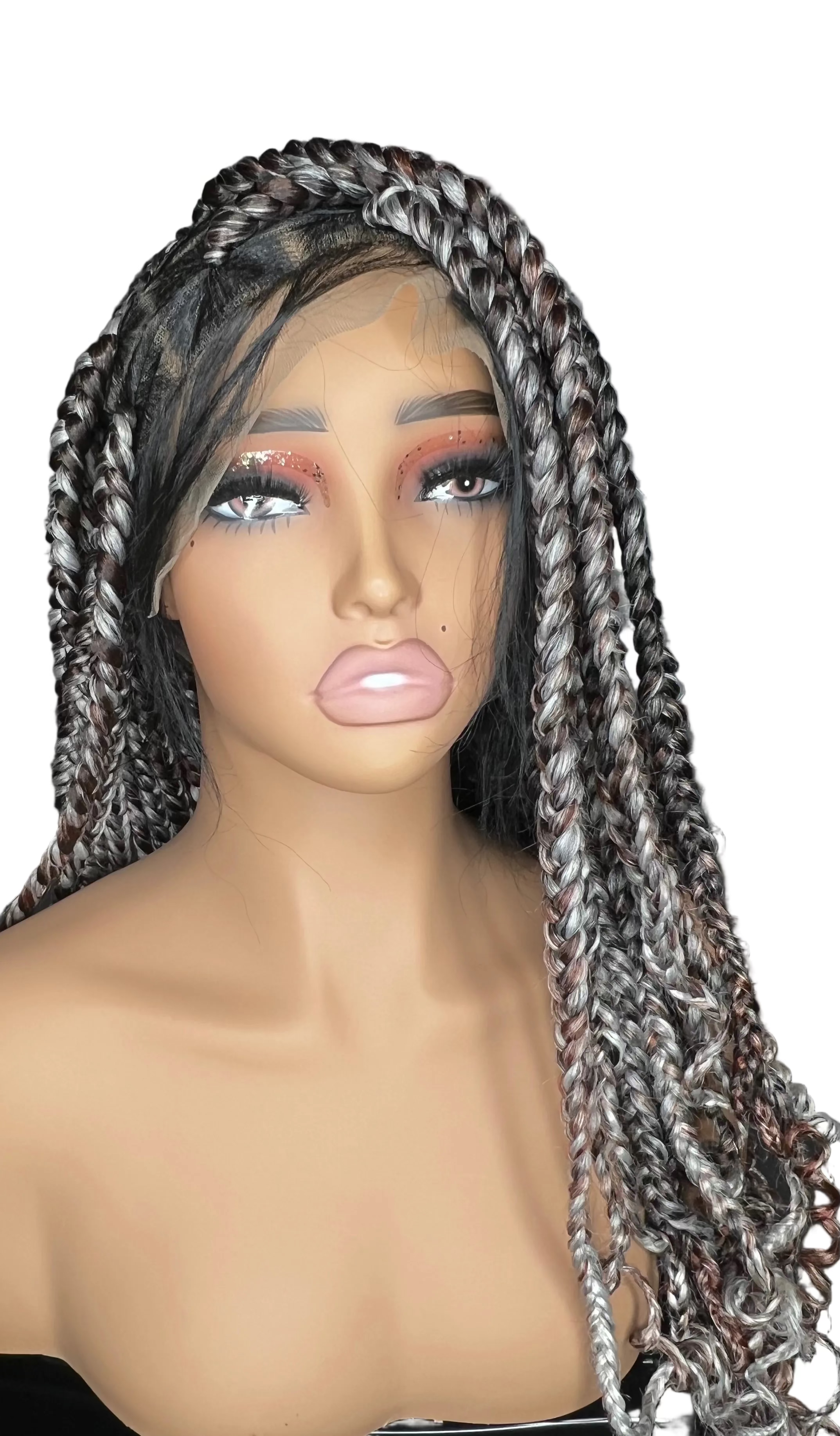 Luxury Single Braided Wig with Curly Ends