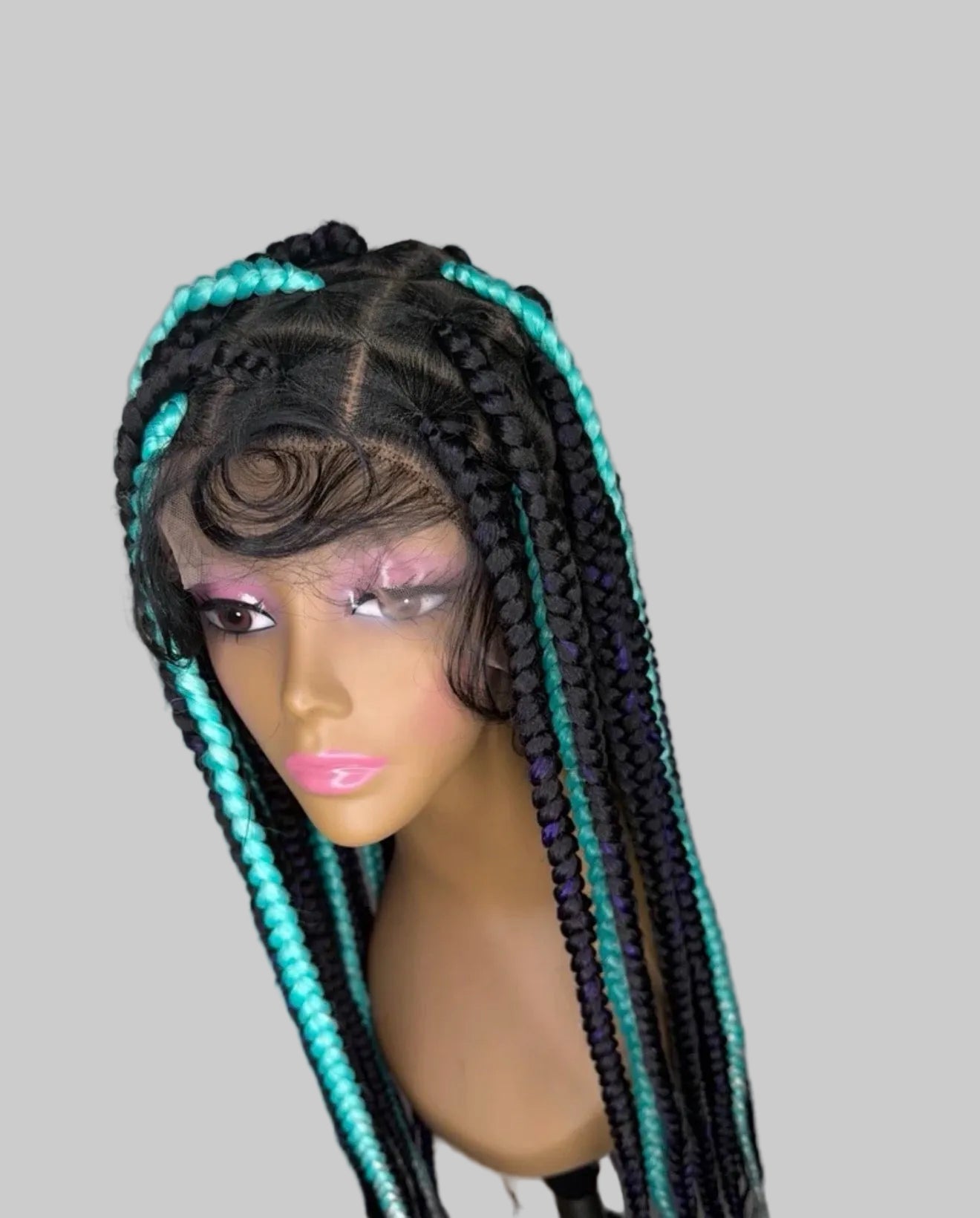 28” Knotless Braided Wig – Full Lace (Style 2)