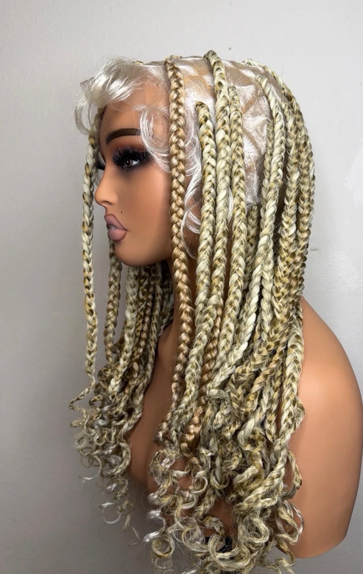 Blonde Boho Braided Wig – Curly Ends