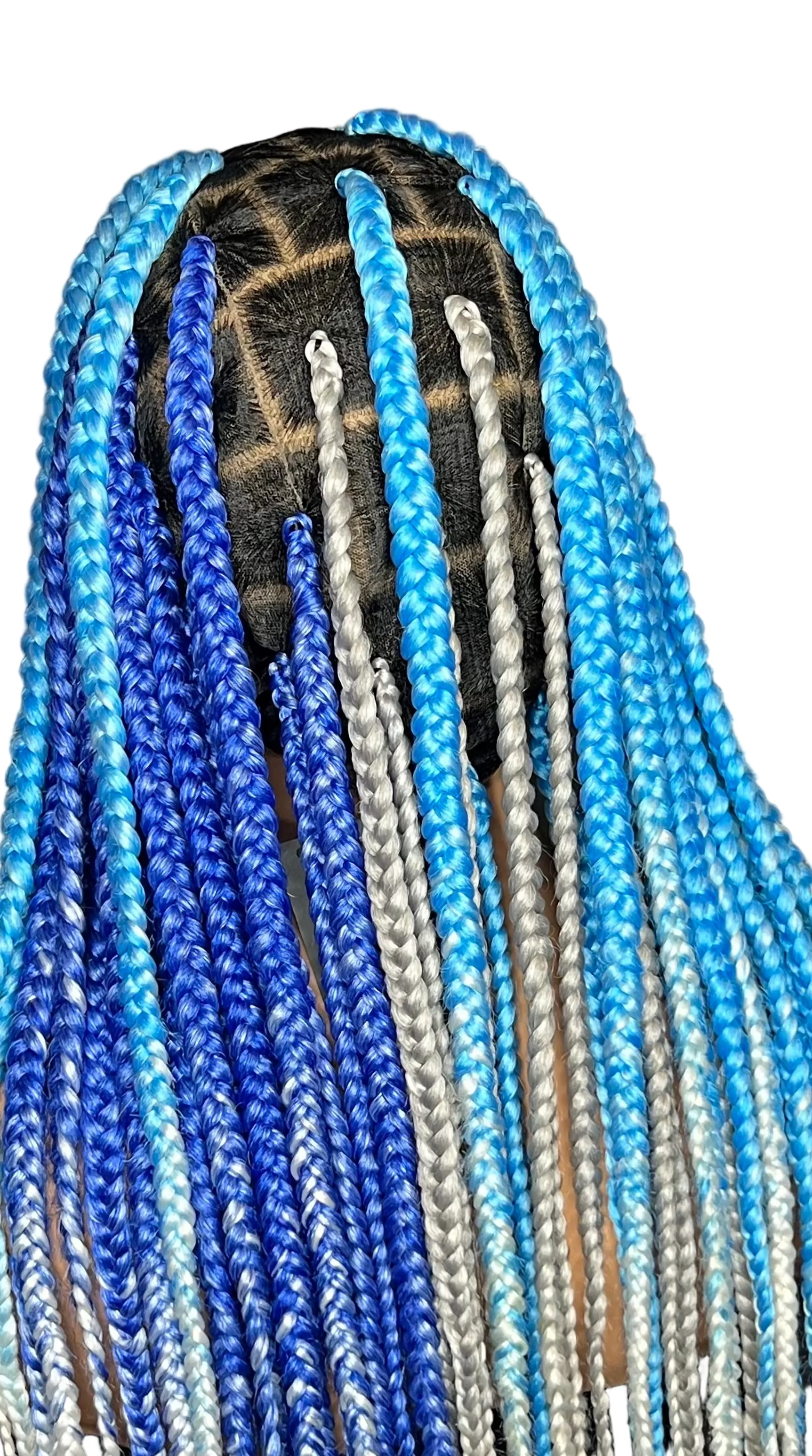 Luxury Ombre Blue Braided full Lace Wig