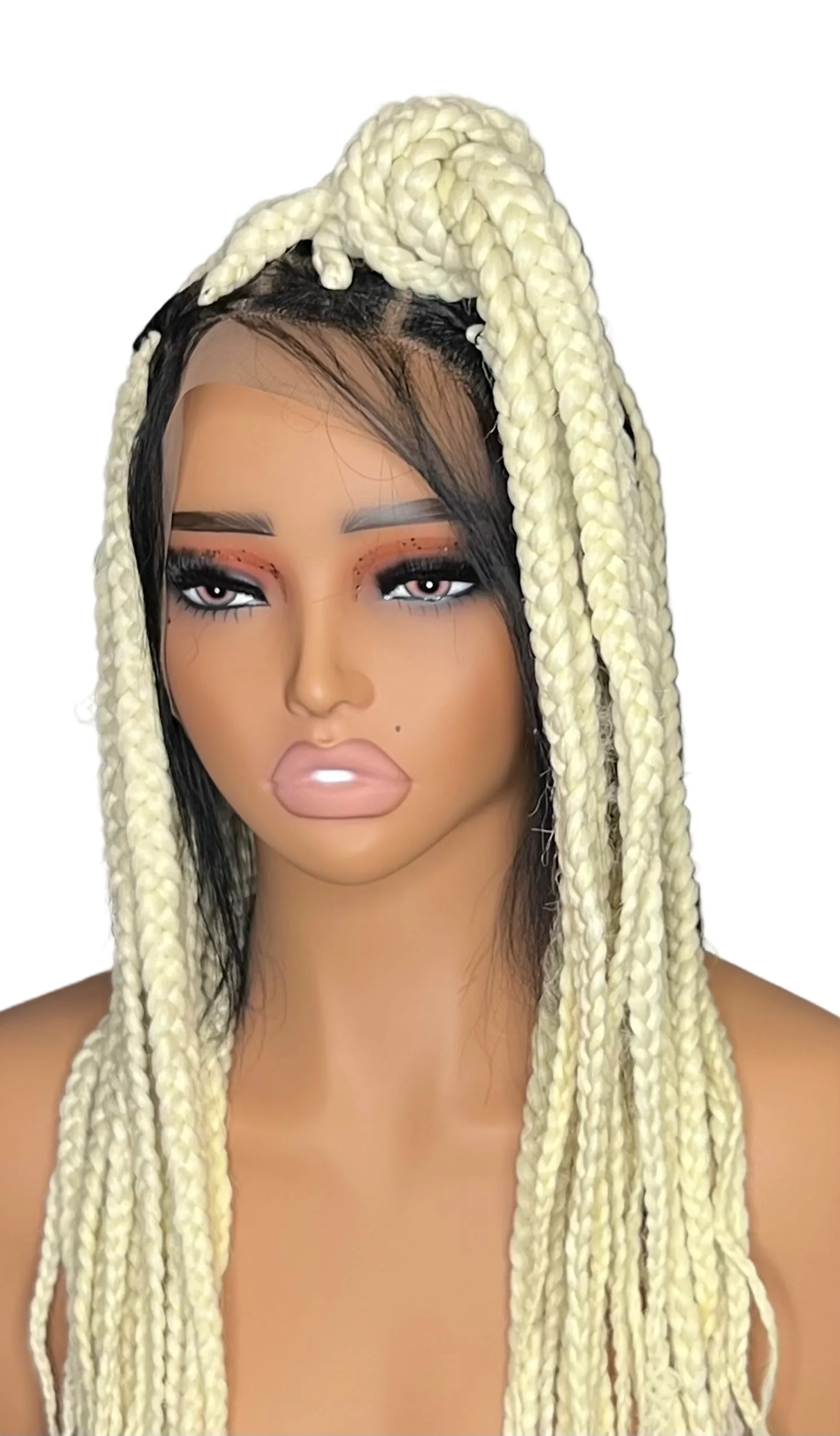 Luxury Platinum Blonde Braided Full Lace Wig
