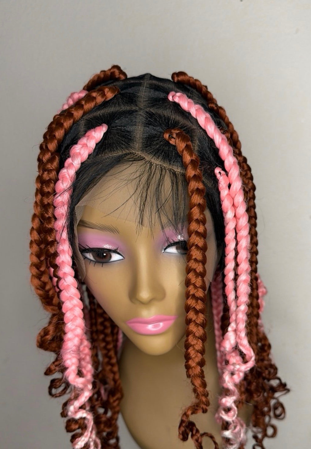 10” Knotless Braided Wig – Full Lace Curly Ends
