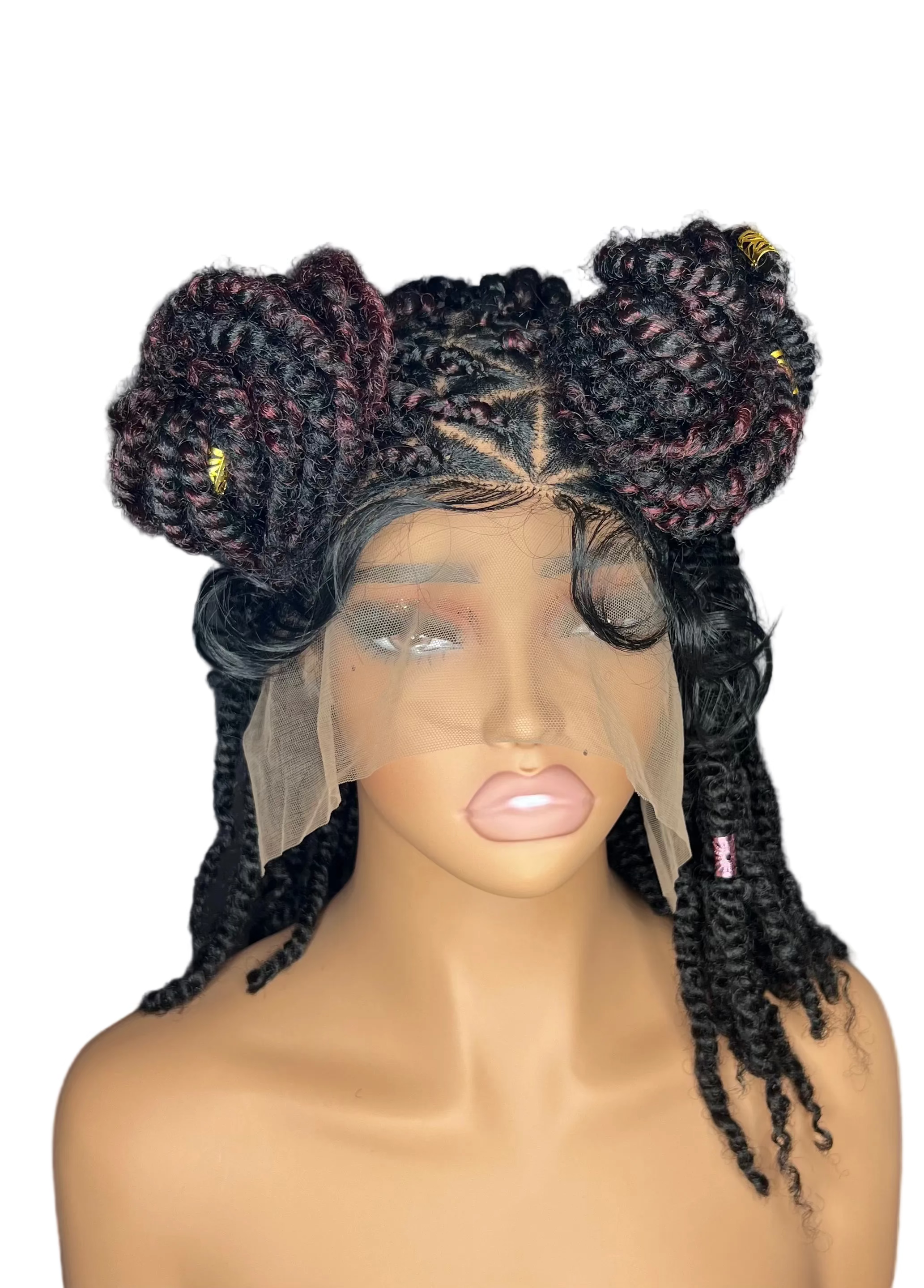 Burgundy Highlight Kinky Twist Wig