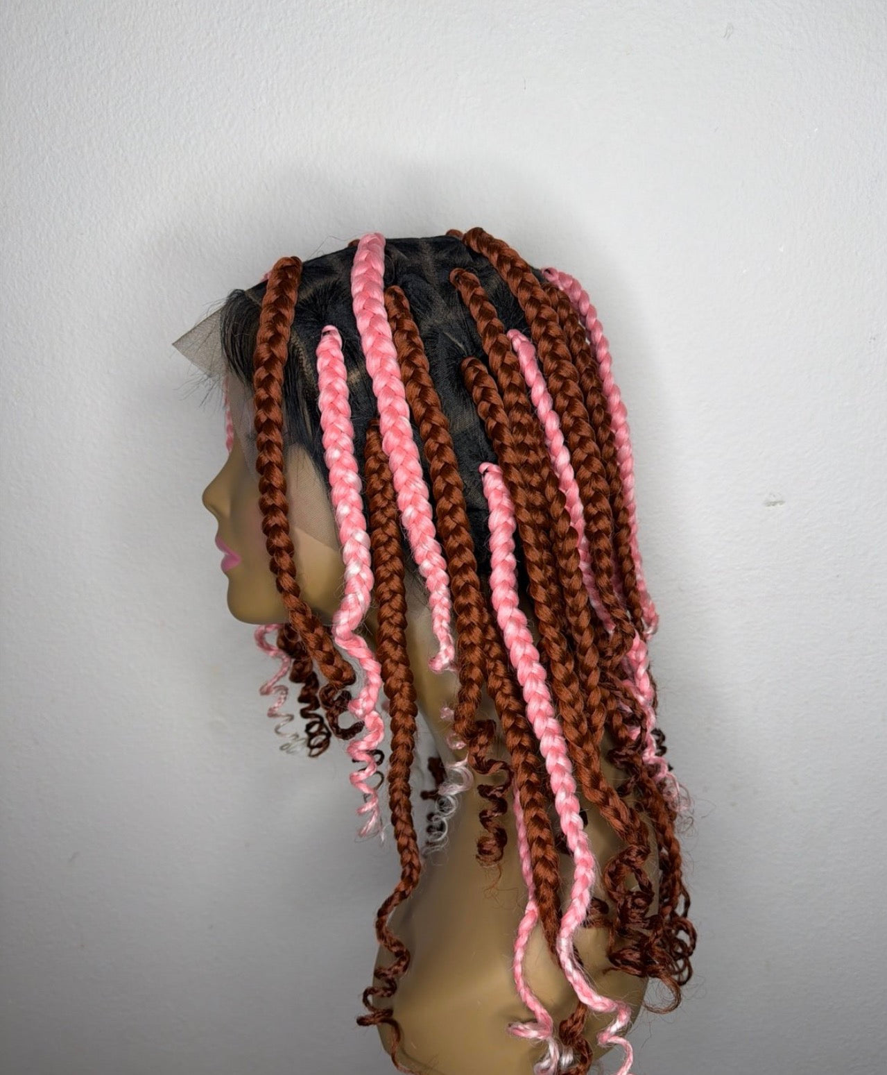 10” Knotless Braided Wig – Full Lace Curly Ends