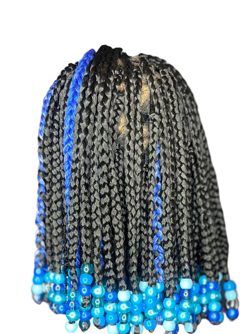 Blue Beaded Bob Braided Wig – Full Lace