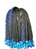 Blue Beaded Bob Braided Wig – Full Lace