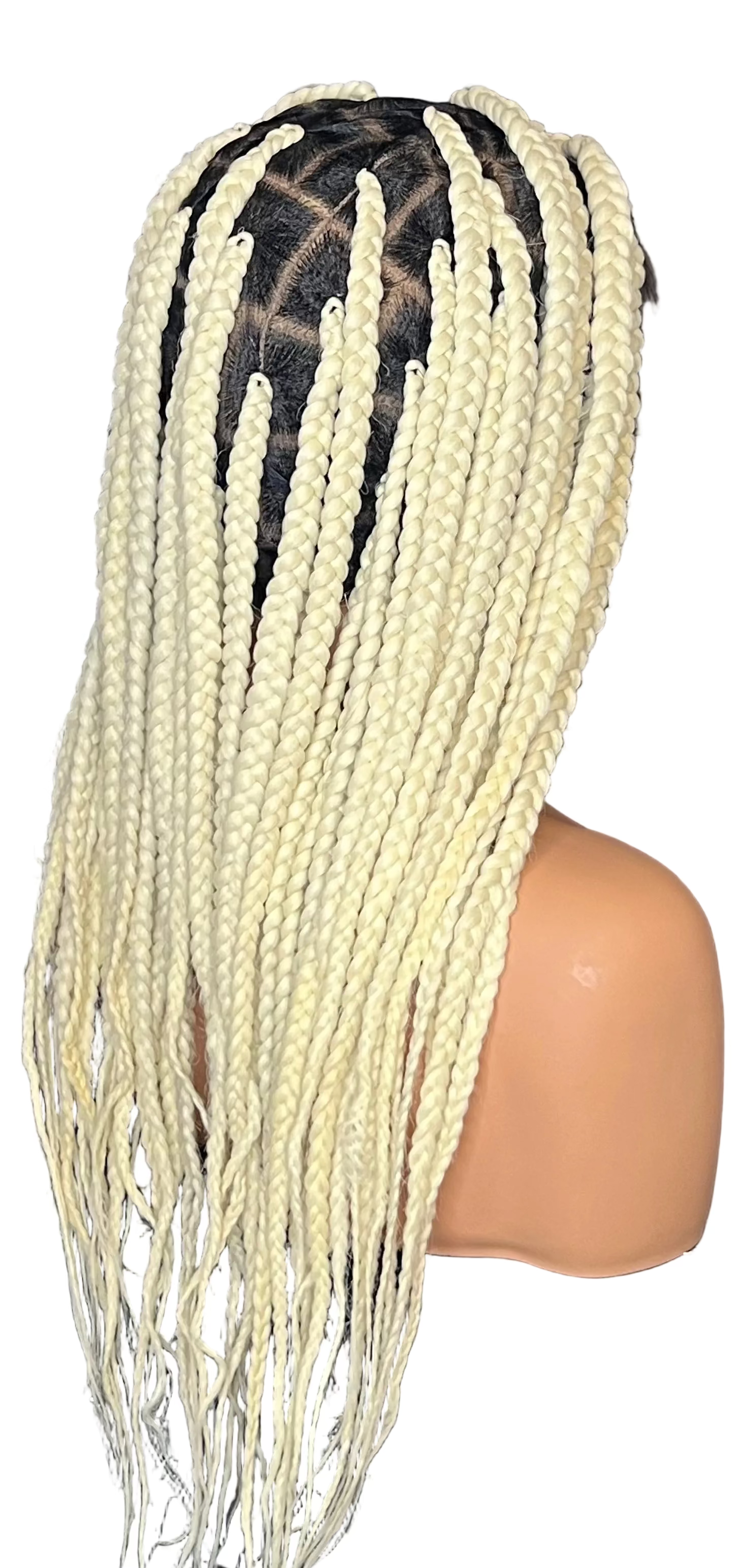 Luxury Platinum Blonde Braided Full Lace Wig