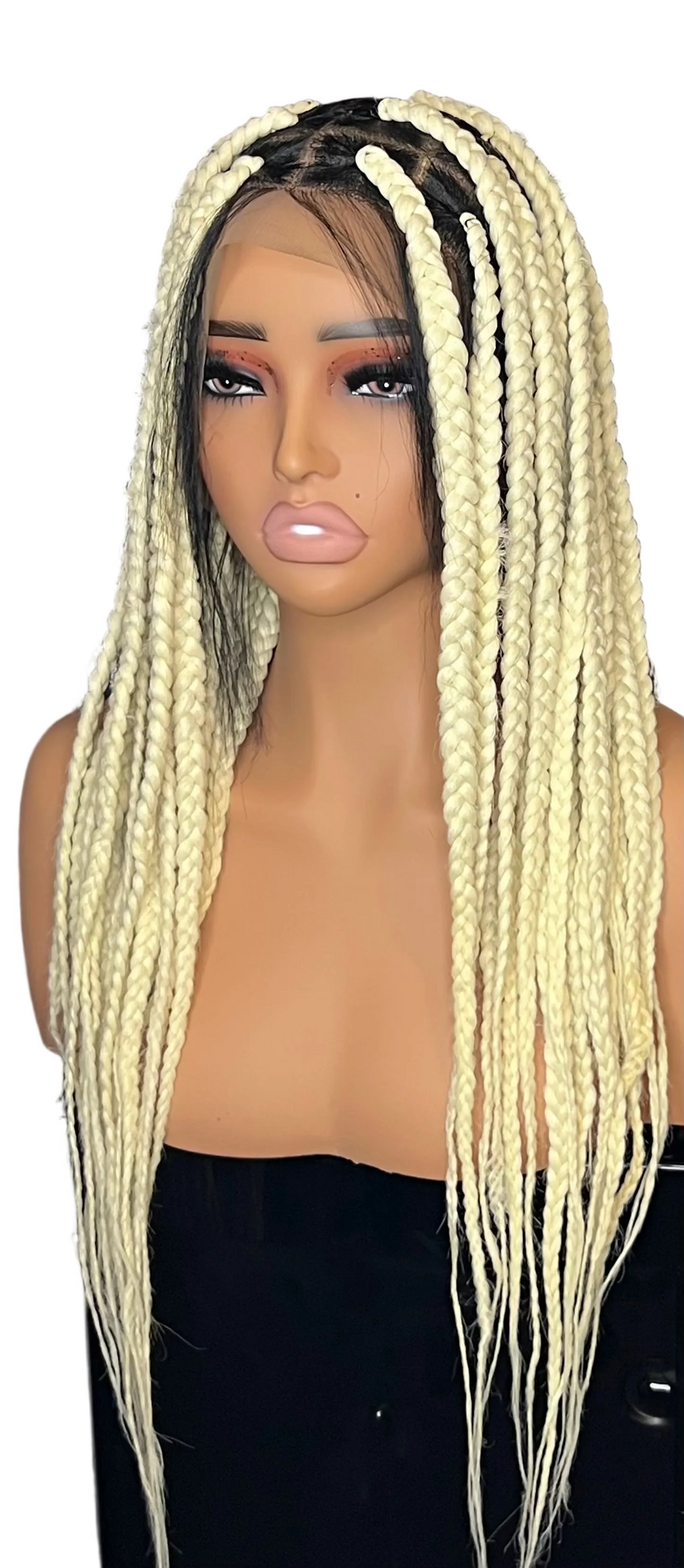 Luxury Platinum Blonde Braided Full Lace Wig