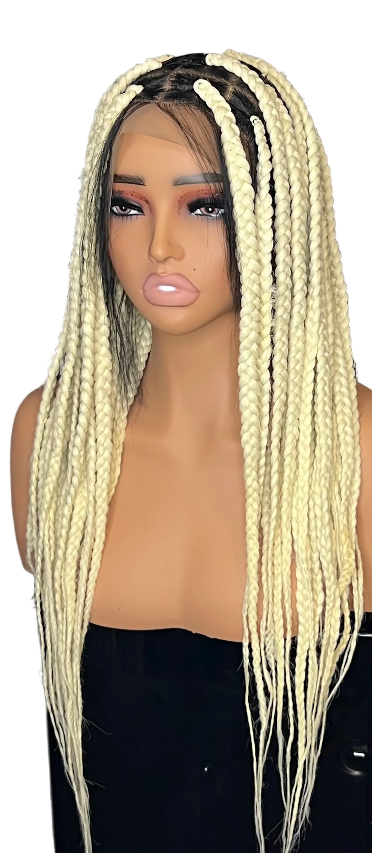 Luxury Platinum Blonde Braided Full Lace Wig