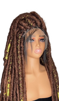Bobbi Boss Bae Locs Wig – Chocolate Brown with Gold Accents